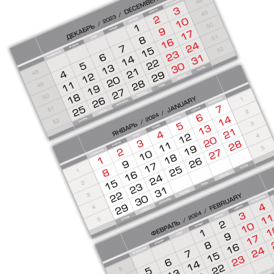 Календарные блоки 2024, Миди Стандарт М КС, Серебро